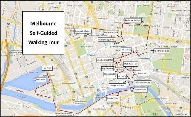 Melbourne walking tours map