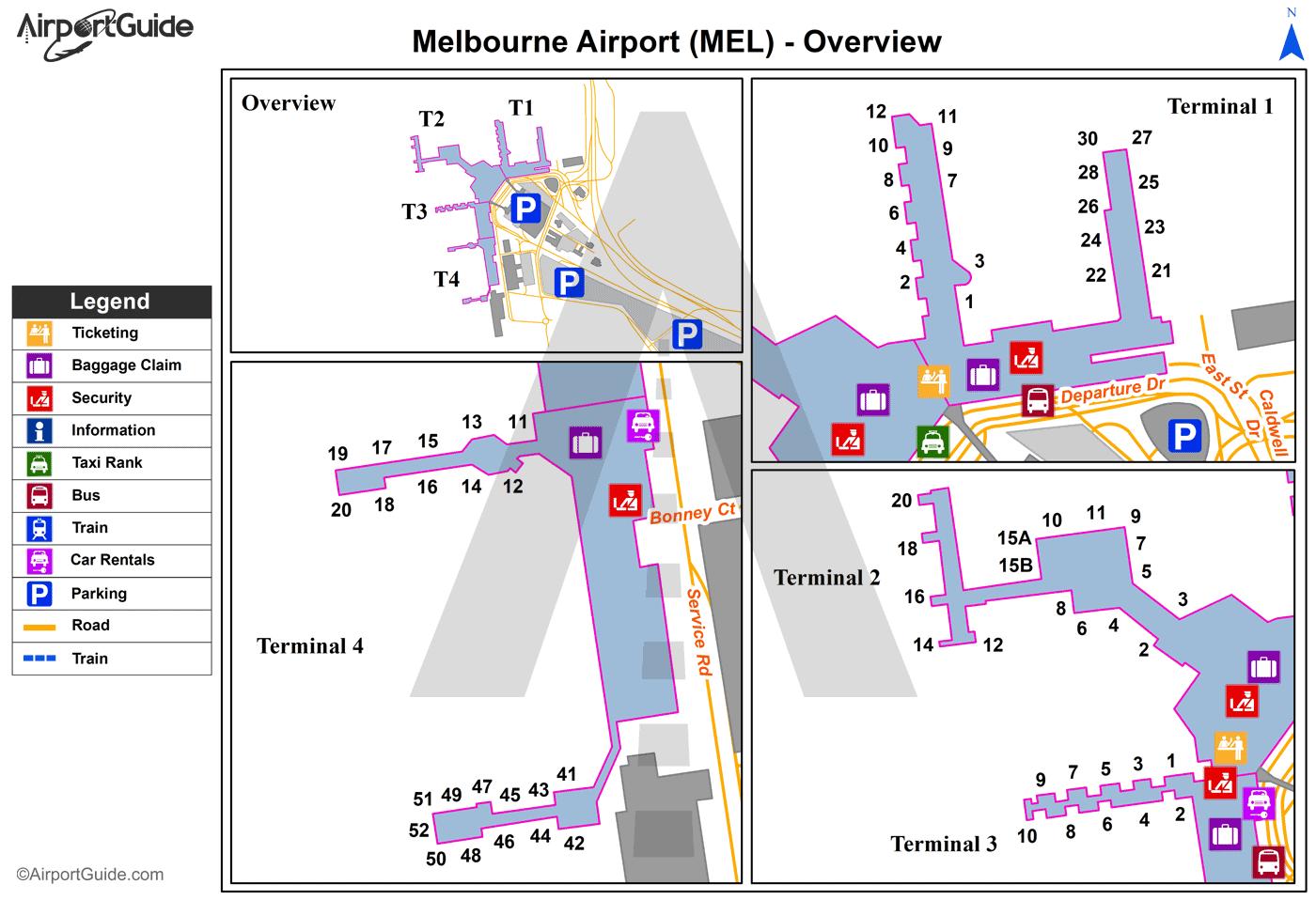 Map Of Melbourne Airport Airport Terminals And Airport Gates Of Melbourne