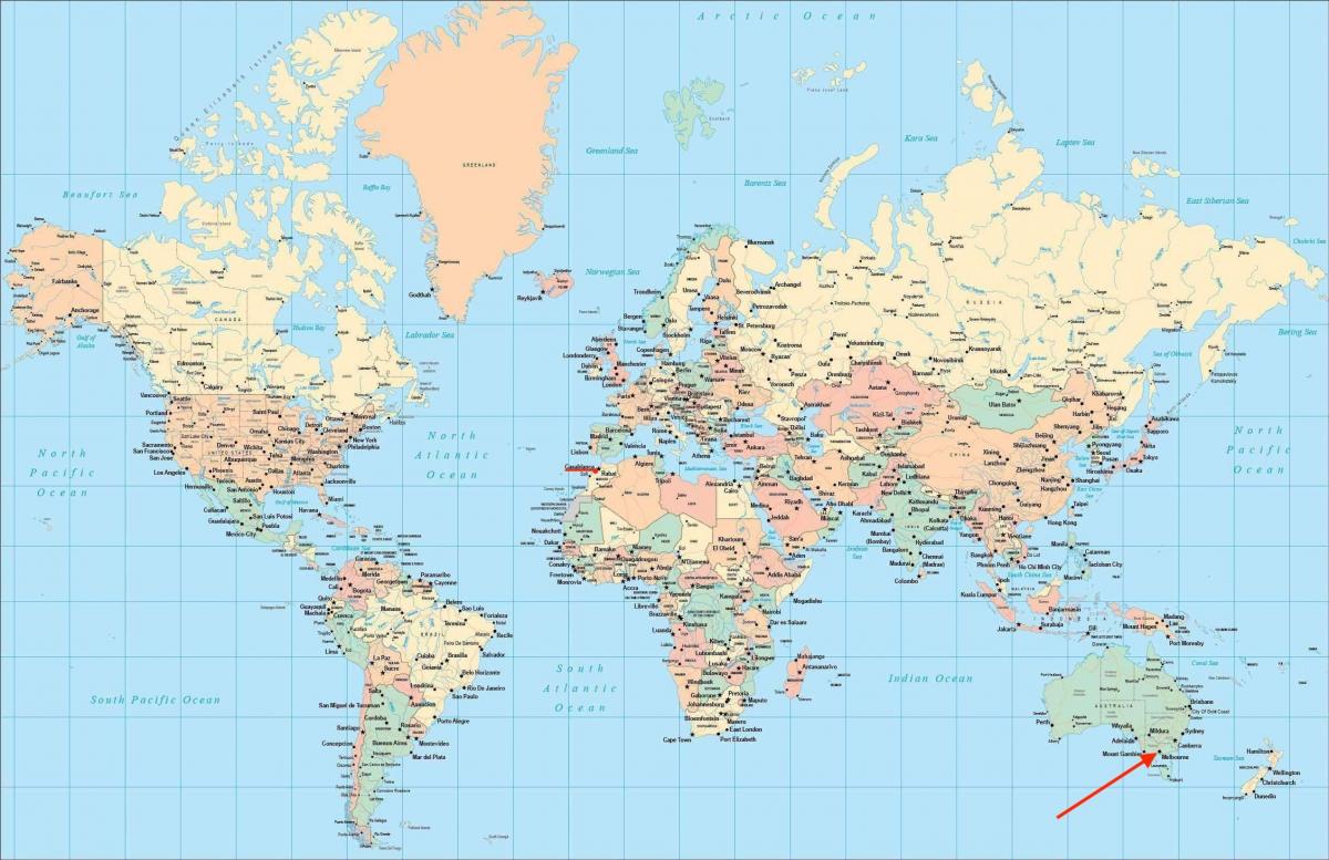 Melbourne location on world map