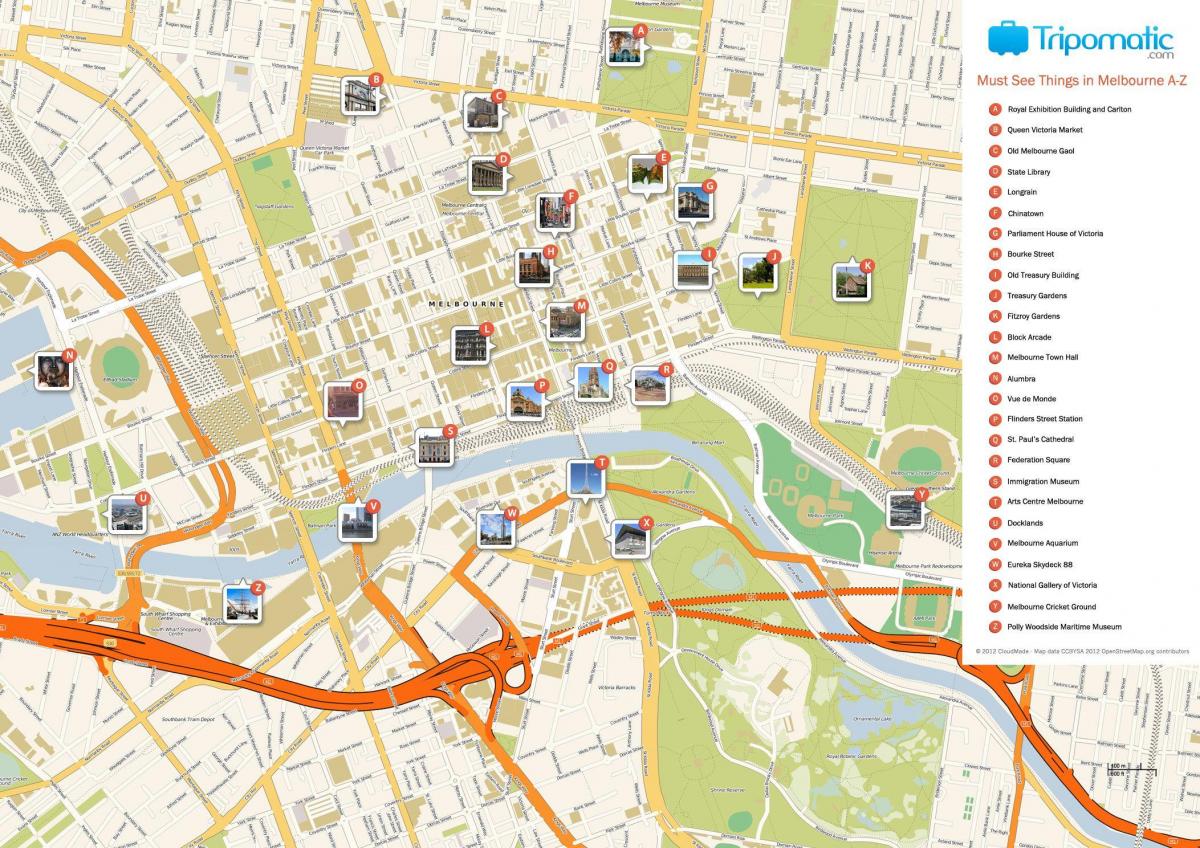 Melbourne sightseeing map